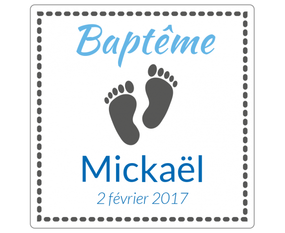 Étiquette personnalisée autocollante baptême simple papier bio