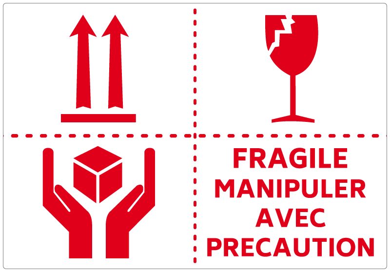 Autocollant Sticker 15cm Attention Verre Prudence Fragiles