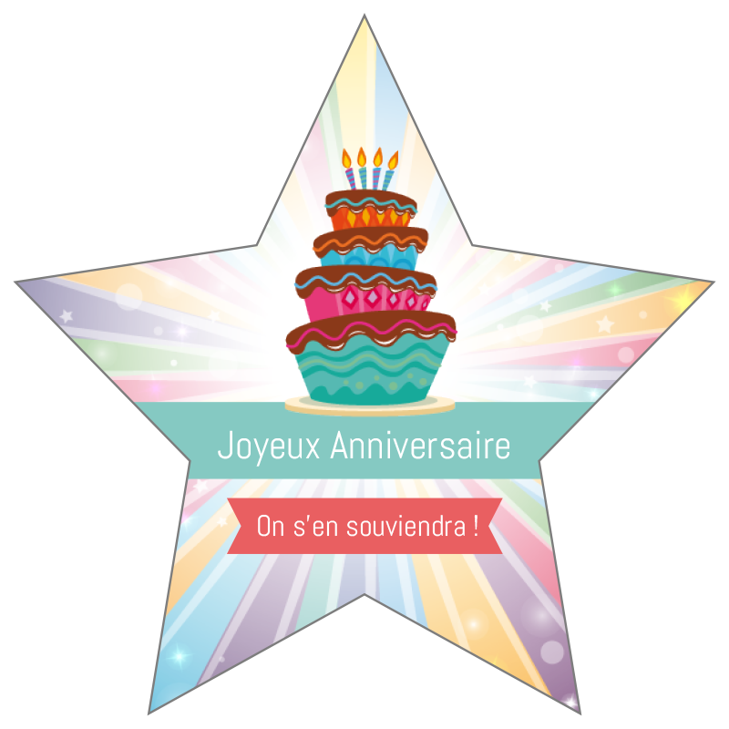 Etiquettes Joyeux Anniversaire Forme Etoile